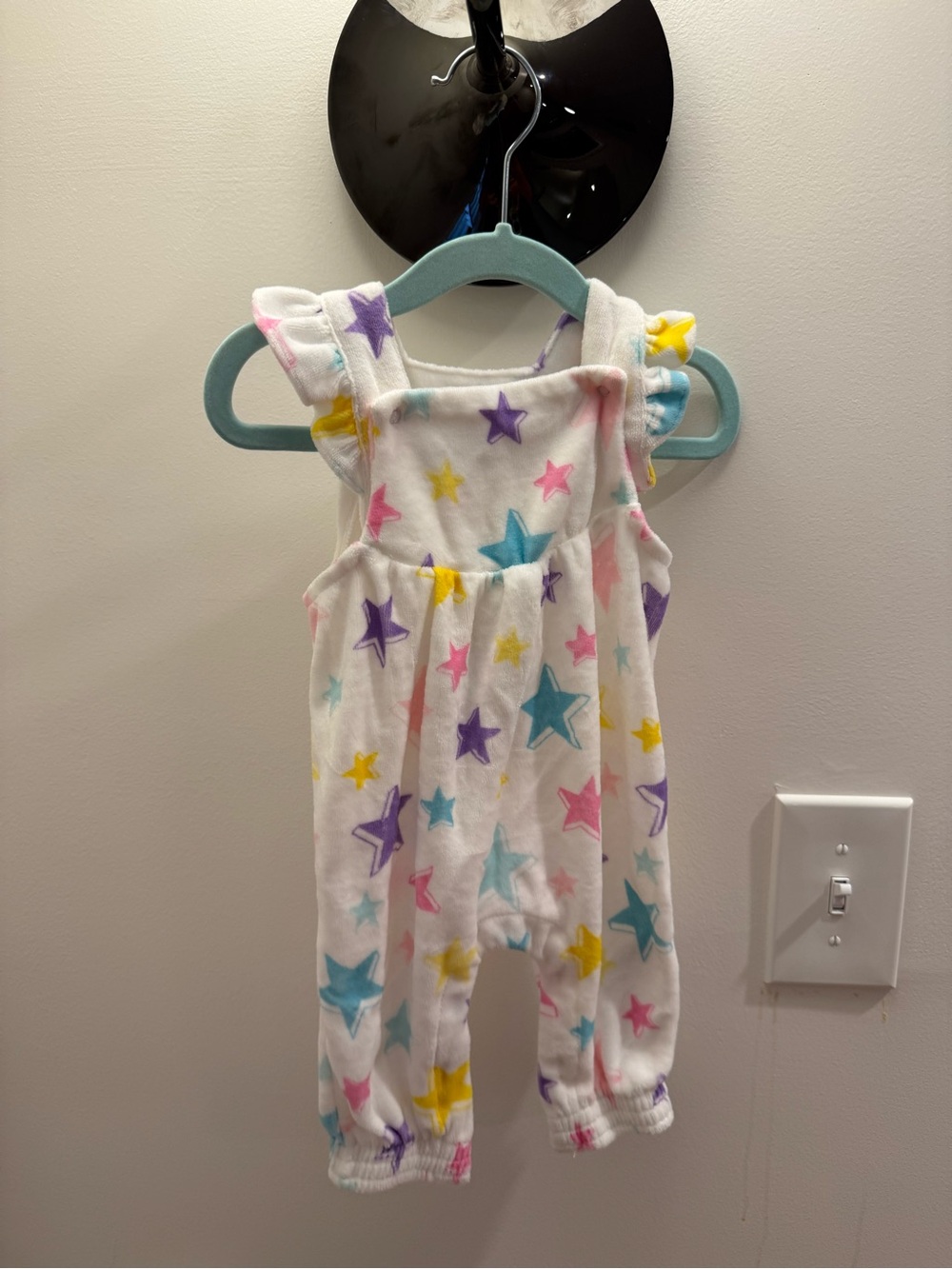 Angel Dear White Plush Pajamas with Purple and Mint Star Print NWT